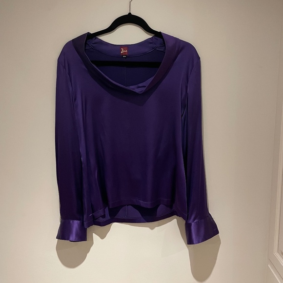 Gorgeous Purple Satin Drape Neck Blouse from Zena - Picture 2 of 4